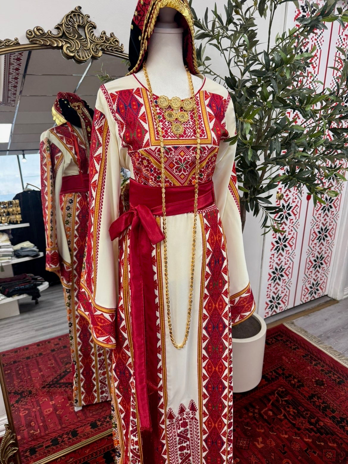 Beige heavy embroidered thobe