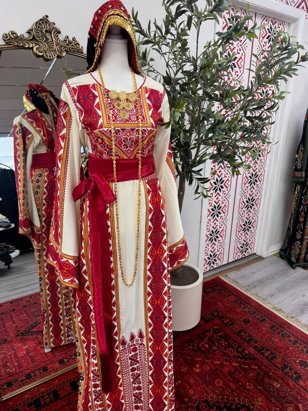 Beige heavy embroidered thobe