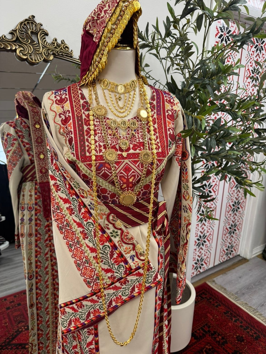Beige heavy embroidered thobe